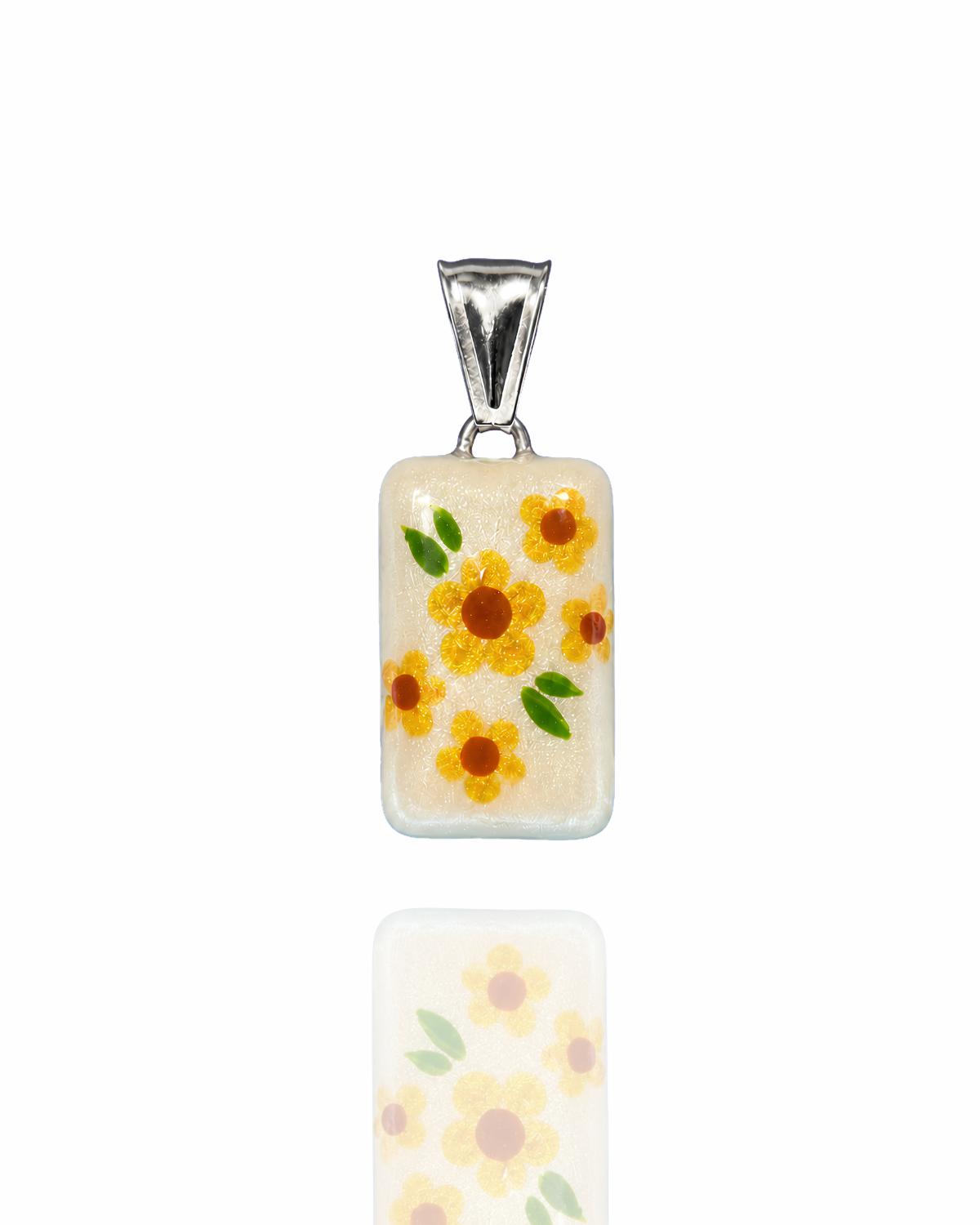Ciondolo rettangolare “Intrecci” Fiori Dorati