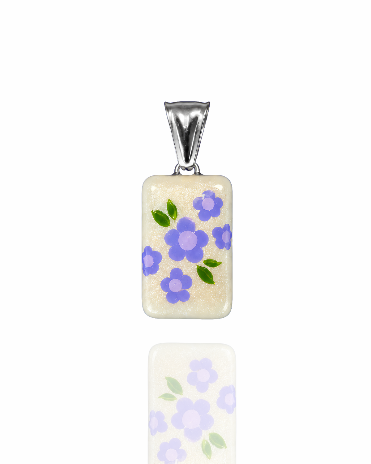 Ciondolo rettangolare “Intrecci” Fiori Viola